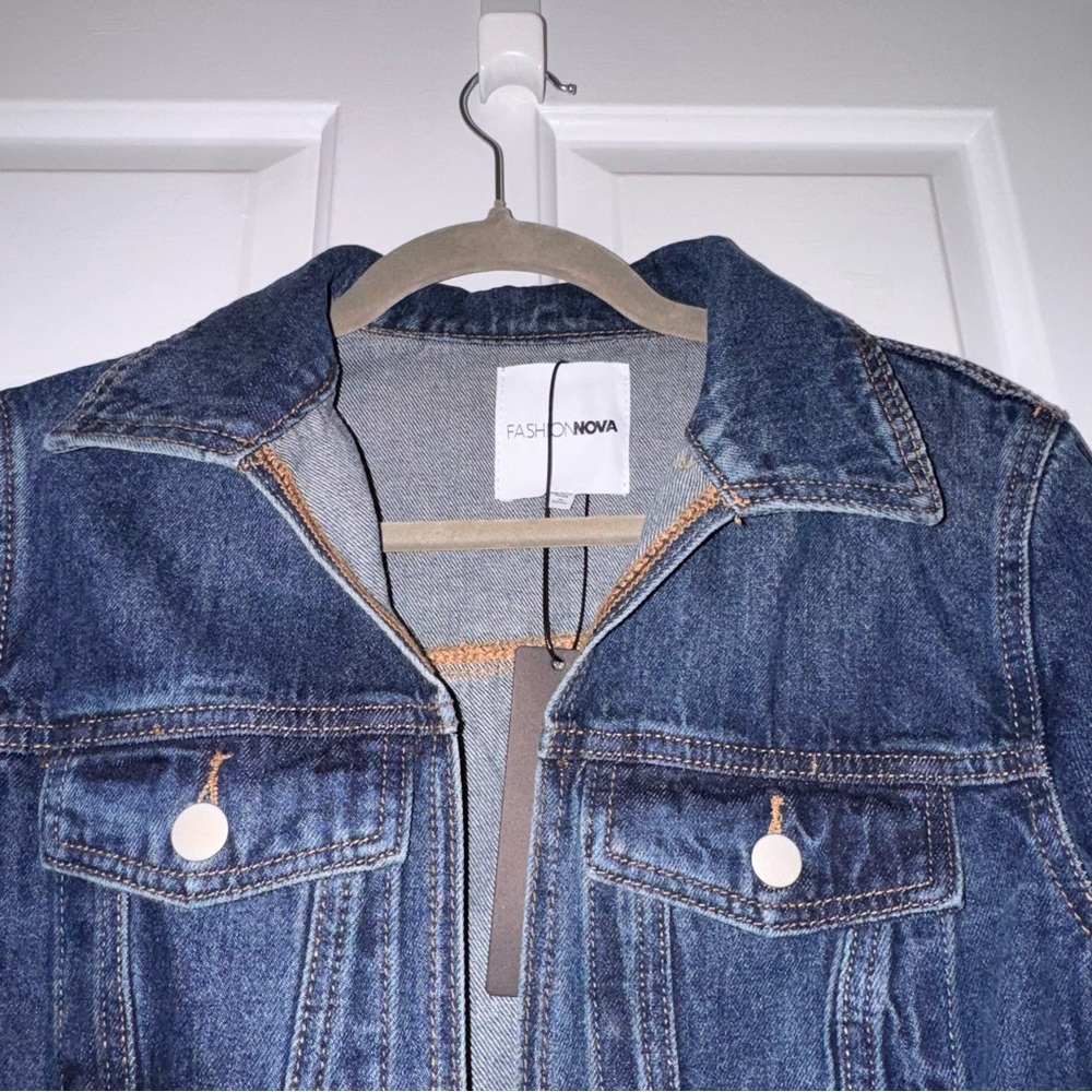Fashion Nova medium blue wash Trench Coat floor length S NWT - Picture 4 of 15